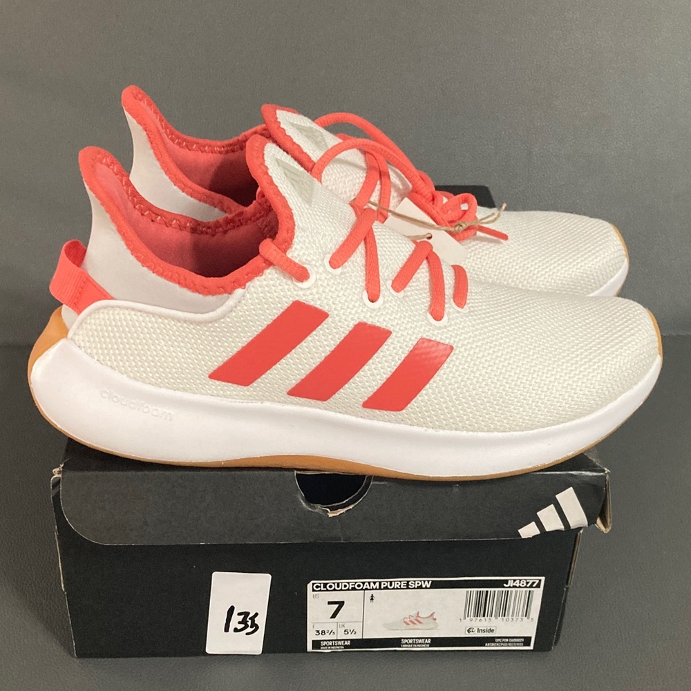 Adidas Cloudfoam PureWhite/Orange womens 7